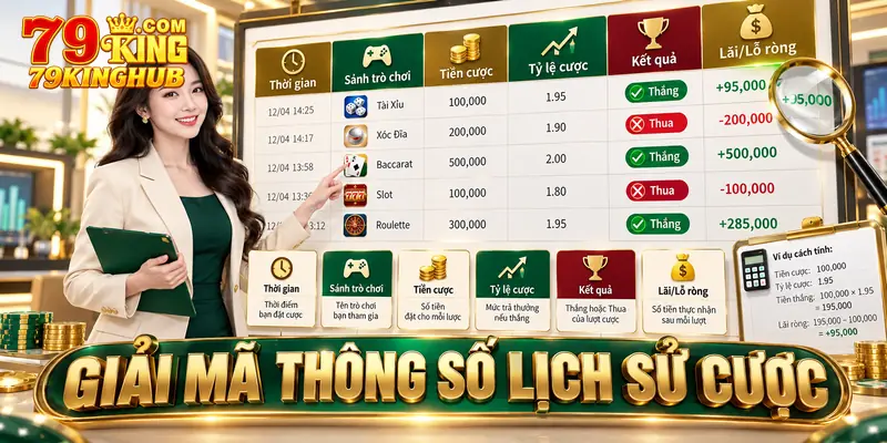 Các thông số hiển thị trong lịch sử cược